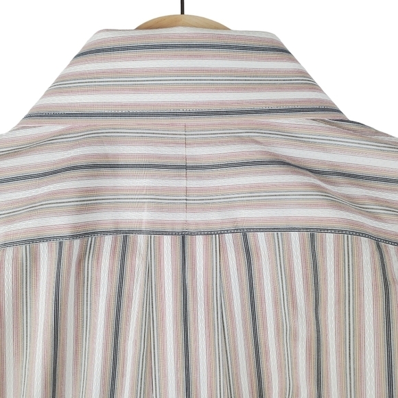 BURBERRY London Button up Shirt Mens 16.5R Cotton Multicolor Stripes Office - Picture 6 of 10